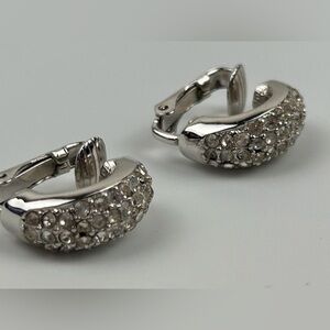 Dior Silver Rhinestone Embellished Silver tone Earrings